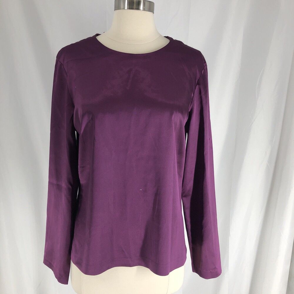 Kasper Women’s 8 Purple Satin Blouse Long Sleeve